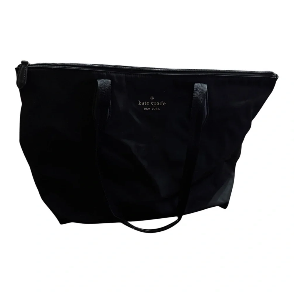 Kate Spade Kitt Black Nylon Large Tote Zip Top w/ Wristlet Work Travel